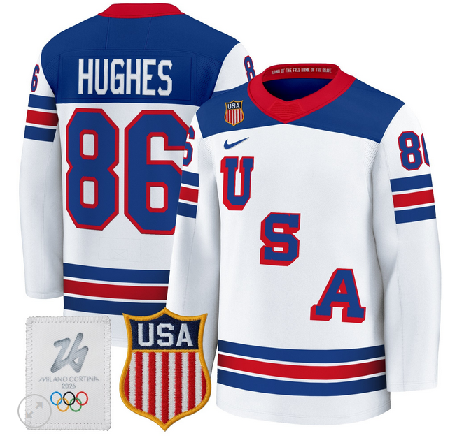 Men 2026 USA Olympic #86 Jack Hughes white NHL Jersey